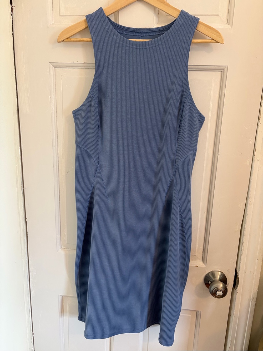 Lululemon Ribbed Softstreme Slim-Fit Tank Dress Oasis Blue Size 10 W1ECYS